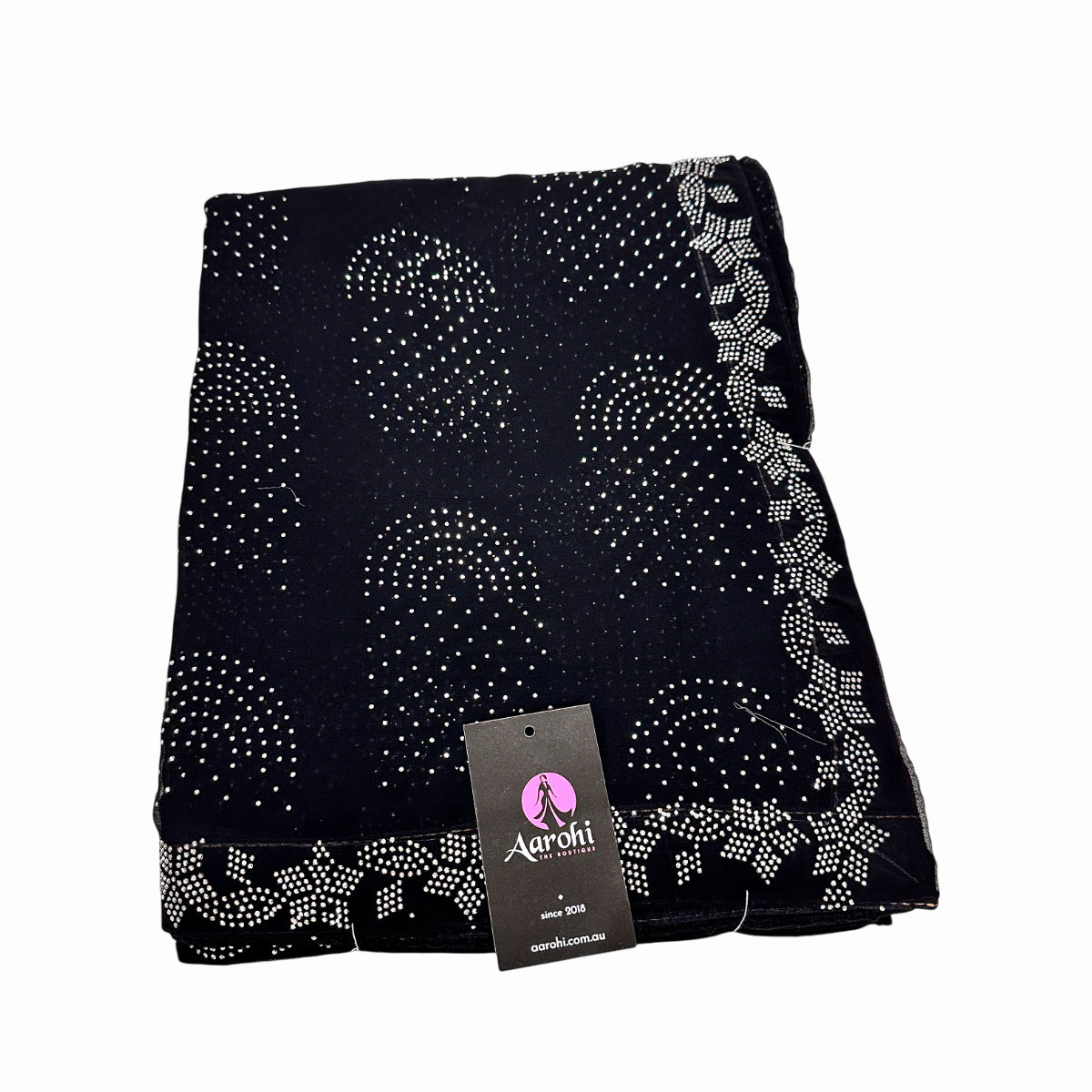 Siroski Work Saree Black